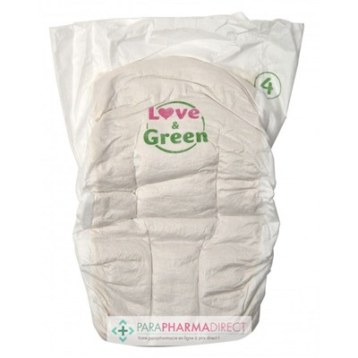 Love&Green Pure Nature - Couches Écologiques Non Blanchies - Taille 4 - 7 à 14kg - 38 couches
