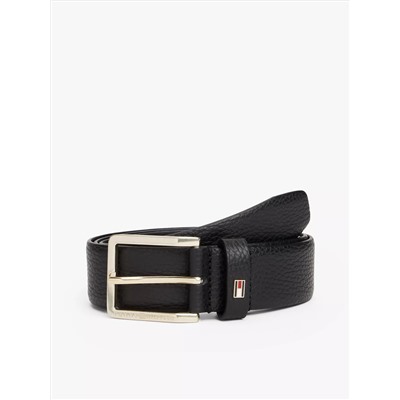 Square-Buckle Pebbled Leather Belt