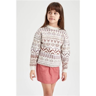 Defacto Kız Çocuk Regular Fit Bisiklet Yaka Kazak Y5461A622CW