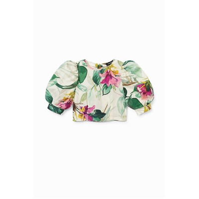Blusa corta cremallera trasera