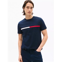 Embroidered Flag Stripe Logo T-Shirt