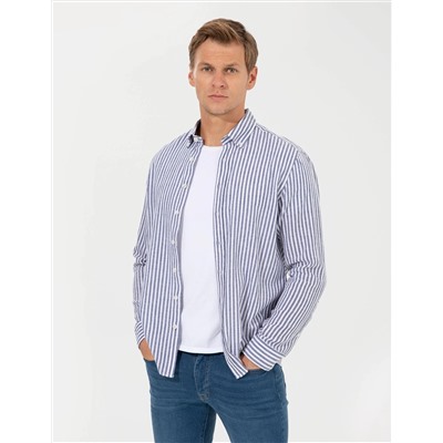 Lacivert Regular Fit Uzun Kollu Gömlek