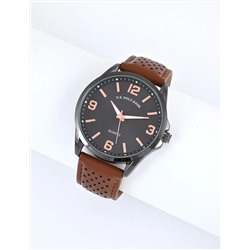 MENS PERFORATED BROWN STRAP ANALOG WATCH