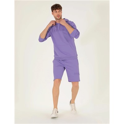 Lila Slim Fit Örme Şort