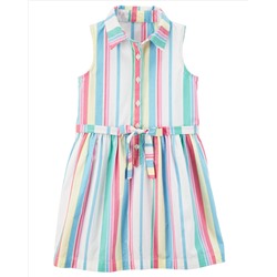 Striped Button-Front Dress