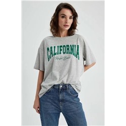 Defacto Oversize Fit Bisiklet Yaka Baskılı Kısa Kollu Tişört Z9073AZ23SP