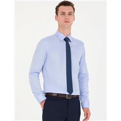 Koyu Mavi Slim Fit Uzun Kollu Basic Gömlek