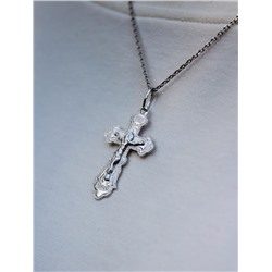 Крест из серебра родированный - 3,7 см 925 пробы 10-132р
