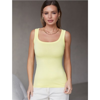 Топ облегающий из эластичного хлопка с квадратным вырезом каре