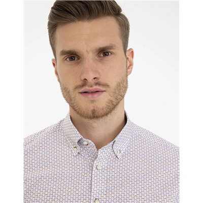 Bej Slim Fit Uzun Kollu Gömlek