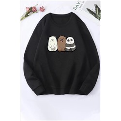 uyguntarzUnisex Kafadar Ayılar Baskılı Bisiklet Yaka Sweatshirt