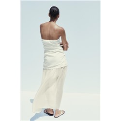 CONTRAST STRAPLESS MIDI DRESS