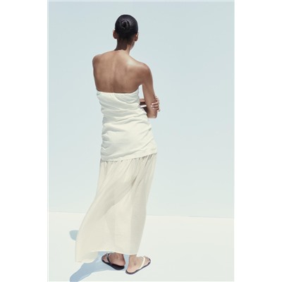 CONTRAST STRAPLESS MIDI DRESS