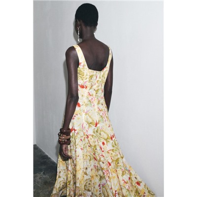 ZW COLLECTION PRINTED LINEN BLEND DRESS