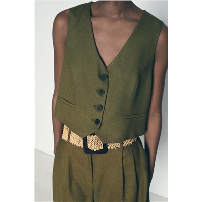 TAILORED LINEN BLEND WAISTCOAT