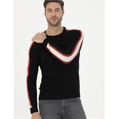 Siyah Slim Fit Bisiklet Yaka Triko Kazak