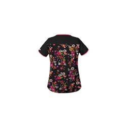 UA Fiesta Flowers Black Scrub Top