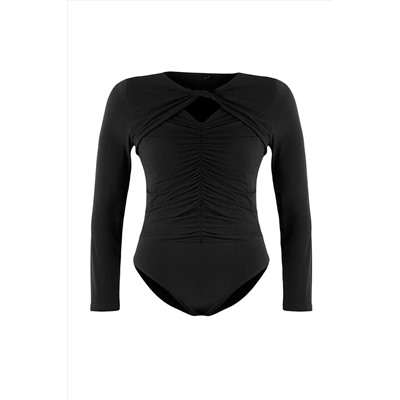 Siyah Alttan Çıtçıtlı Örme Büyük Beden Body TBBAW26CS00004