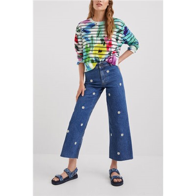 Jersey rayas tie-dye floral