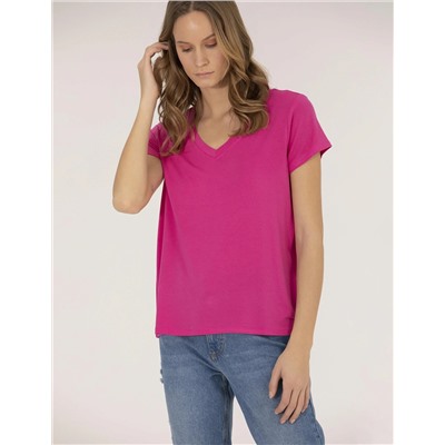Pembe Comfort Fit Basic Tişört