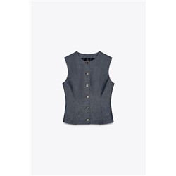LINEN WAISTCOAT WITH DARTS