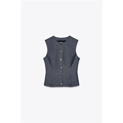 LINEN WAISTCOAT WITH DARTS
