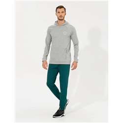 Açık Gri Melanj Regular Fit Kapüşonlu Sweatshirt