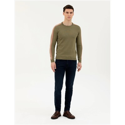 Haki Slim Fit Kazak