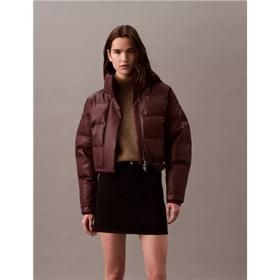 Classic Faux Leather Puffer Jacket
