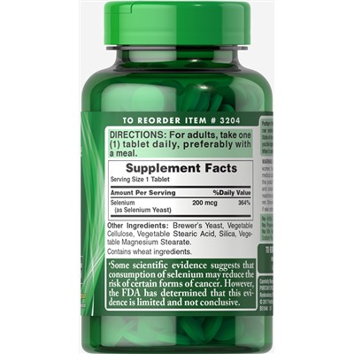 Puritan's Pride Selenium 200 mcg
