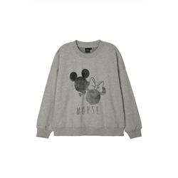 Sudadera Mickey y Minnie Disney Gris claro jaspeado