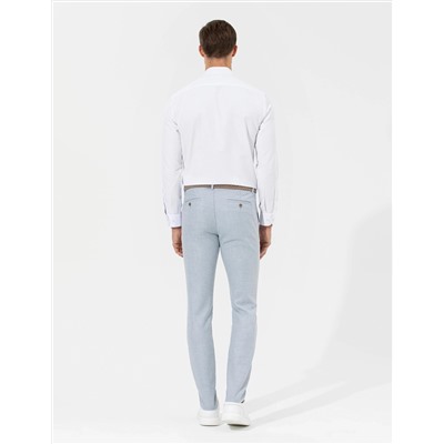 Açık Mavi Slim Fit Beli Lastikli Kanvas Pantolon