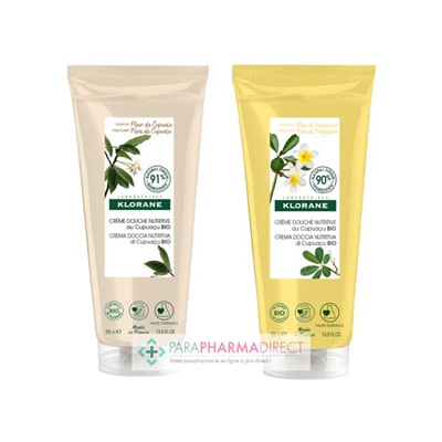 Klorane Cupuaçu Crème Douche Nutritive Fleur de Cupuaçu + Crème Douche Nutritive Fleur de Frangipanier 2x200mlLot  × 2