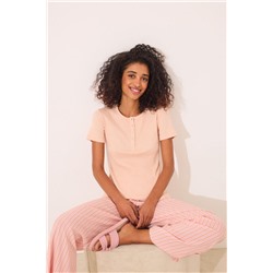 Camiseta manga corta canalé naranja