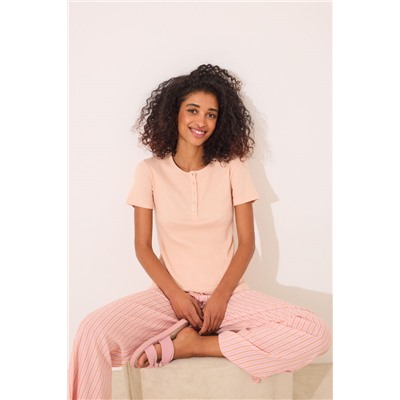 Camiseta manga corta canalé naranja
