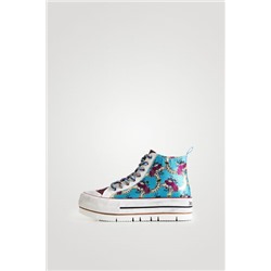 Sneakers altas plataforma patch floral