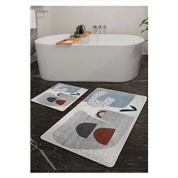 Pilloveland Kaymaz Taban Yıkanabilir 2’li Banyo Paspası - Arctic Desenli 60*100 Cm - 50*60 Cm BM0201