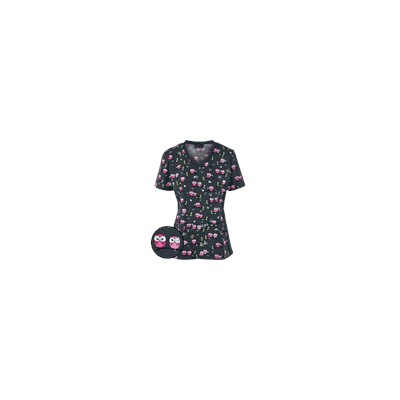 Cherokee Flexibles Scrubs Midnight Owl Print Top