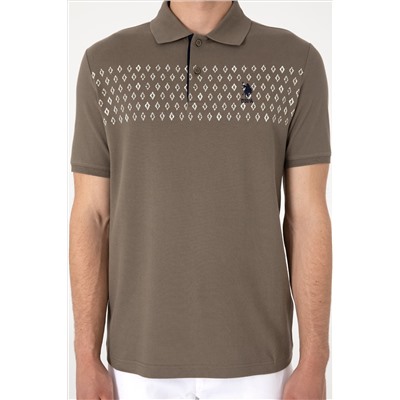 Erkek Regular Fit Polo Yaka Vizon Tişört