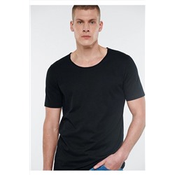 Mavi Siyah Basic Tişört Fitted / Vücuda Oturan Kesim 064019-20933