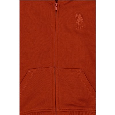 Erkek Çocuk Kiremit Basic Kapüşonlu Sweatshirt