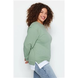 Trendyol Curve Yeşil Büyük Beden Sweatshirt TBBAW23AO00024