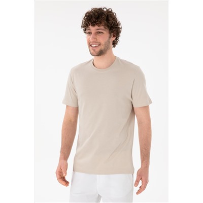 Erkek Regular Fit Bisiklet Yaka Taş Basic Tişört