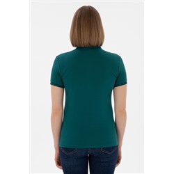 Kadın Koyu Yeşil Basic Polo Yaka Tişört
