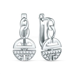 Серьги из серебра с фианитами родированные С5613р