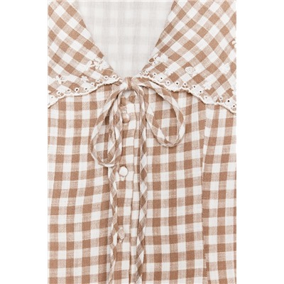 GINGHAM CHECK MINI DRESS WITH PETER PAN COLLAR
