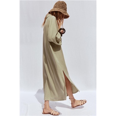 LINEN BLEND SHIRT DRESS