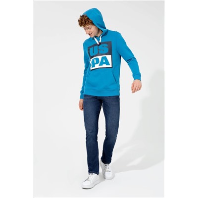 Erkek Kobalt Kapüşonlu Sweatshirt