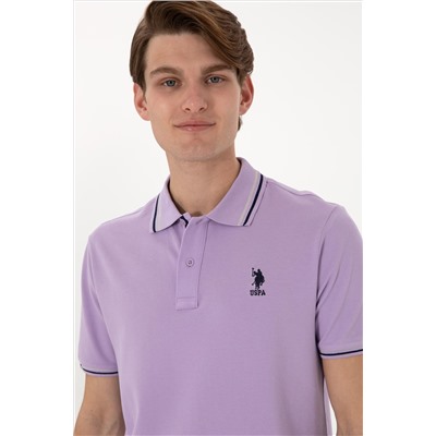 Erkek Regular Fit Polo Yaka Lila Basic Tişört