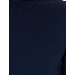 Açık Lacivert Slim Fit Çeyrek Yaka Basic Triko Kazak